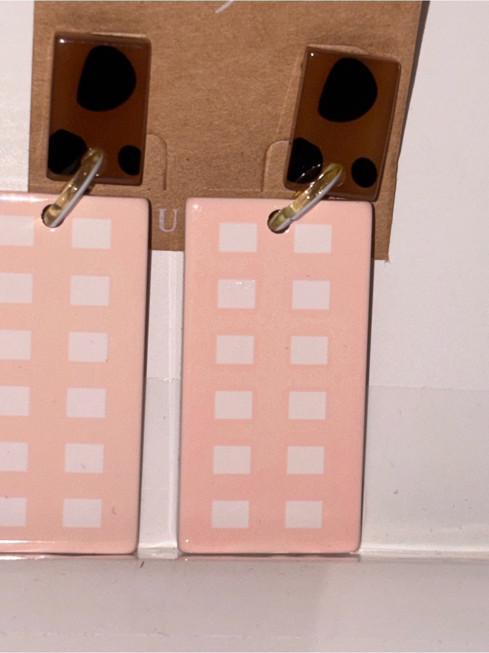 Plunder Pink Check Hanging Jewelry Storage Tags - Pair